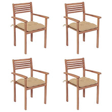 vidaXL Sedie Giardino 4 pz con Cuscini Beige in Massello di Teak