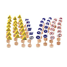 Toyvian Set da Gioco in Legno per Segnaletica Stradale per Bambini Modello di Segnale Stradale Compatibile con Blocchi di Marche di Treni Set di Giocattoli Educativi Precoci Del Traffico 50 Pezzi