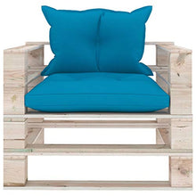 vidaXL Divano da Giardino in Pallet con Cuscini Blu in Legno di Pino