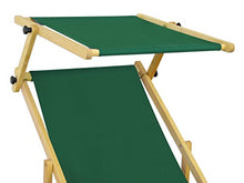 Extra Lunga Sedia a Sdraio Verde con braccioli Parasole in Faggio massello 10-304NFS