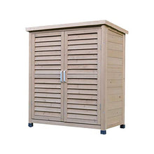 QILIN Ripostiglio da Giardino, Armadio di Stoccaggio in Legno per Esterni, con 2 Ante E Ripiani Impiombati, Molto Adatto per Casa, Giardino, Terrazza E Balcone (Colore caffè Chiaro)