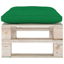 vidaXL Pouf da Giardino su Pallet con Cuscino Verde in Legno di Pino