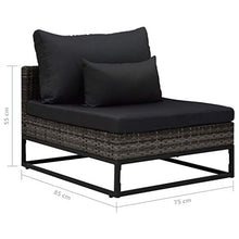 Tidyard Set Divani da Giardino in Polyrattan, Set Divani da Giardino con Cuscini, Set di Mobili da Giardino, Set Divano Esterno Grigio 3 pz