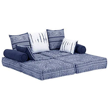 vidaXL Pouf Modulare a 2 Posti Convertibile Divano Morbido Comodo Imbottito Spesso Esotico Sofa Agrippina Poltrona Pouf Indaco in Tessuto