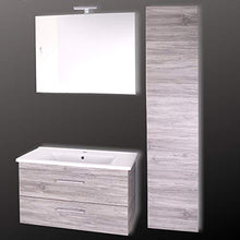 OGOMONDO Mobile da bagno sospeso Spring Cenere con Colonna specchio MADE IN ITALY