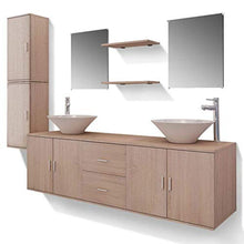 Set di mobili da Bagno 11 Pezzi con lavabo con Rubinetto Mobile portaoggetti Mobile lavabo Mobili Beige