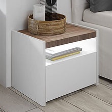 NOUVOMEUBLE - Comodino a LED bianco e colore noce scuro Delfino (confezione da 2)