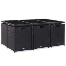 SKM Set da Pranzo da Giardino 11 pz con Cuscini in Polyrattan Nero (112.8kg)