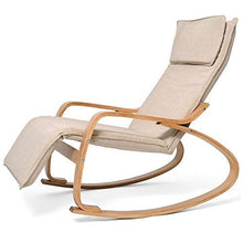 Hfyg Lettino Prendisole Sedia a Dondolo per la Pausa Pranzo per Adulti in Legno Beige Chaise Longue