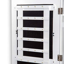 homcom Armadio Portagioielli da Parete con Specchio in Legno MDF, Bianco, 37x9.5x112cm