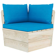 SKM Set Divani da Giardino su Pallet 5 pz con Cuscini Legno Abete (88.4kg) Blu-3460