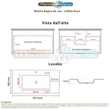 Mobile bagno SOSPESO 100 cm con lavabo in ceramica e specchio con cassetti BIANCO LINDA 8210