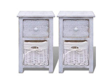Zerone Comodino Cassettiera,2 Pz Comodini Bianchi con Un Cassetto,Cassettiera Vintage Comodino con cassetto,Camera da Letto,Cameretta Ragazzi,Bianco 28 x 31 x 45 cm