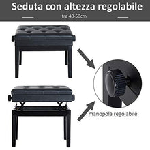 Outsunny HOMCOM Sgabello panchetta panchina Sedia per Pianoforte con vano portaoggetti Altezza Regolabile