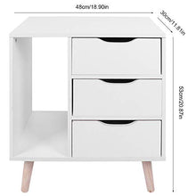 Comodino Changor, utilizzabile come comodino compatto con design a scomparsa, tavolino in truciolato (bianco)