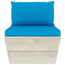 SKM Set Divani da Giardino su Pallet 5 pz con Cuscini Legno Abete (88.4kg) Blu-3460
