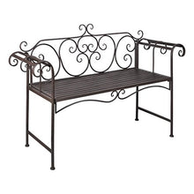 Tidyard Panchina da Giardino in Meltallo Disegno Anticato 132 x 46 x 85 cm | Marrone