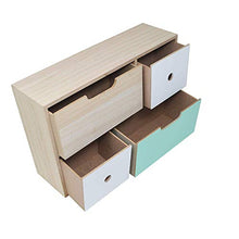 Druline Mini Cassettiera Cassettiera Armadietto Legno Shabby Chic 4 Cassetti Armadio Colorato