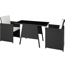 Chicreat Set pieghevole in polyrattan, 2 Sedie e 1 Tavolo con ripiano in vetro, include cuscini per seduta e schienale