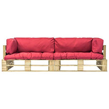 vidaXL Legno di Pino Divano da Giardino su Pallet 2 pz con Cuscini Rossi Sofa