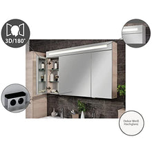Fackelmann – Set di mobili da bagno B. Clever 2 pezzi 120 cm Bianco con mobiletto da bagno con lavabo in marmo e armadietto a specchio LED