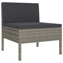 Festnight Sedie da Giardino 3 pz con Cuscini in Polyrattan, Set Divano Esterno, Set di mobili da Giardino in Rattan Grigio,Include:3 Divani centrali,3 Cuscini per la Seduta,3 Cuscini per Lo Schienale