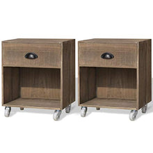Comodino con Cassetto, 2 Pezzi Comodino con 4 Ruote, Comodini da Notte con Cassetto e Ripiano Organizzatore da Letto Comodini da Salotto, per Camera Da Letto, Moderno, Marrone, 38x31.5x46.5cm