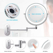 alvorog Specchio Trucco con Luce LED e Ingrandimento 1x / 5x, Specchio Ingranditore da Trucco con Rotazione a 360 ° , Luce Regolabile e Spegnimento Automatico per Bagno, Toletta, Hotel - Cromato