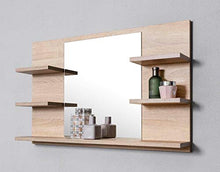 DOMTECH - Specchio da bagno con mensole, in rovere