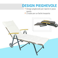 Outsunny Sdraio da Giardino Schienale Reclinabile 4 Livelli, Polyrattan e Alluminio, Chaise Longue da Esterno e Interno