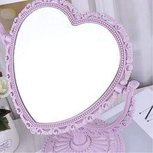 ZXFMT Specchio per Il Trucco, a Forma di Cuore Tavolo Girevole Specchio Compatto Comò in plastica Specchi Beige Rosa Blu Strumento cosmetico 2 Lati