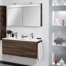 Fackelmann B.Clever - Set di mobili da bagno, 2 pezzi, 120 cm, con lavabo in marmo e armadietto a specchio a LED, colore: Marrone
