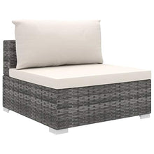 Tidyard Set di Mobili da Giardino in Polyrattan, Set Divani 3 Posti da Giardino/Esterno con Cuscini e Tavolino 4 pz, Leggero e Modulare, Grigio