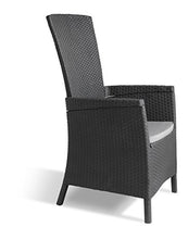 Allibert Vermont Poltrona Dining, Grafite/Grigio Freddo (Cuscino in Policotone), 64 x 68 x 107 cm