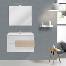 OrionShop Mobile Bagno Sospeso Andromeda da 80cm Bianco con Lavabo Specchio e Lampada LED Inclusi