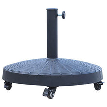 Outsunny Base per Ombrellone Diametro 4 Cm 4 Rotelle con Freni Tondo da Giardino Acciaio Resina ∅52 x 41cm Nero
