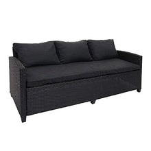 Mendler Salottino da Giardino con Tavolo e 2X Pouf HWC-E95 polyrattan Nero Cuscini Antracite