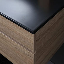 Kiamami Valentina MOBILE BAGNO CM120 QUERCIA EFFETTO LEGNO CON LAVABO NERO SINGOLO | SOLE