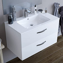 Mobile bagno SOSPESO 80 cm con lavabo in ceramica e specchio con cassetti BIANCO LINDA 8280
