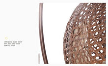 DFGH Egg Chair Altalena sospesa con Set di Supporto in Acciaio, Vimini in Resina, Design a Cesto, Uso Esterno, Include Cuscino Cachi e poggiatesta - Marrone
