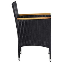 SKM Set Mobili da Pranzo per Giardino 3 pz Nero Polyrattan e Acacia (21kg)