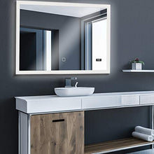 Aquamarin® Specchio a LED Rettangolare-CEE: A++, Controllo Tattile, Controluce 3in1 Bianca Fredda, Calda, Neutra, Orologio Digitale, Dimensione e Modello a Scelta-Specchio Retroilluminato, Bagno