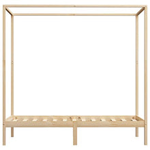 BIGTO - Struttura letto a baldacchino in legno di pino massiccio, per camera da letto, colore: marrone chiaro, 100 x 200 cm
