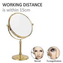 Specchi Per Trucco Da Banco, Specchio Per Specchio Da Trucco Girevole 360 in Ottone Da 8 Pollici Da 8 Pollici Con Ingrandimento Dello Specchio E 1X,D'oro,7X