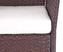 Mendler Salottino da Esterno Giardino HWC-D82 polyrattan Marrone con Cuscini Avorio