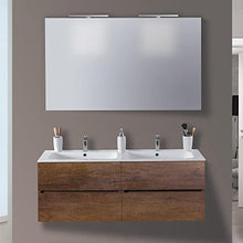 mazzoni Mobile da Bagno Sospeso 120cm Maiorca Light Doppia Vasca Noce Scuro Frassinato