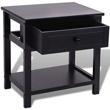 2 comodini neri con 1 cassetto e ripiani, in legno, per soggiorno, camera da letto, 40 x 29 x 42 cm