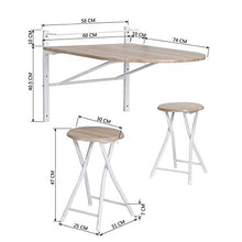 Homy Casa tavolo pieghevole oblungo da parete, realizzato in legno, ideale per colazione e cena, con sgabello pieghevole incluso, color faggio