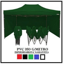 RAY BOT Gazebo Pieghevole 3X4.5 Verde Acciaio + 4 Teli Laterali PVC 350 g Metro