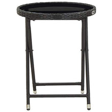 FAMIROSA Tavolino da caffè Nero 60 cm in Polyrattan e Vetro Temperato